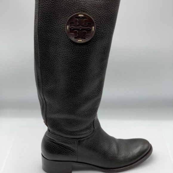 Pre Owned Tory Burch Sz 7.5 Chocolate Brown Keaton Leather Boots - Picture 6 of 7